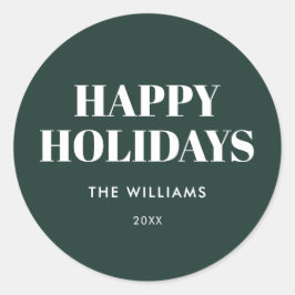 グリーンモダンミニマルのハッピーホリデー ラウンドシール