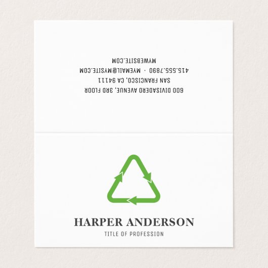 グリーンモダンミニマルエコリサイクルプロフェッショナル 名刺 (外部フラット)