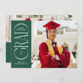 グリーンモダンミニマル卒業発表 招待状 (正面/裏面)