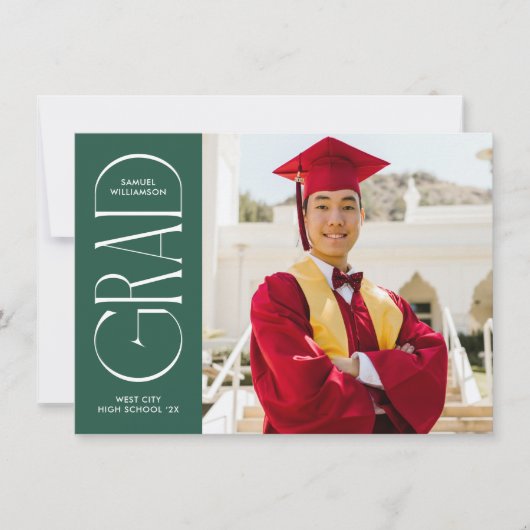 グリーンモダンミニマル卒業発表 招待状 (正面)