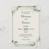 グリーンモダンミニマル結婚式招待状 招待状 (正面/裏面)