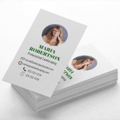 グリーンモダンミニマルQRコードソーシャルメディア 名刺