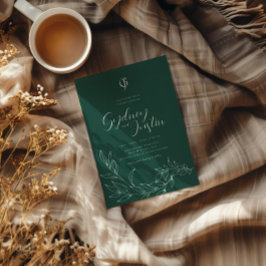 グリーンモダンミニマ結婚リスト 招待状