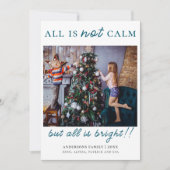 グリーンモダンメリークリスマスキッズ写真 シーズンカード (正面)