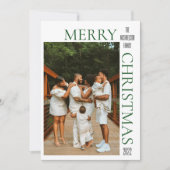 グリーンモダンメリークリスマスフォトホリデーカード シーズンカード (正面)