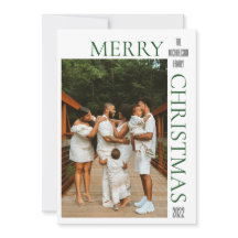 グリーンモダンメリークリスマスフォトホリデーカード