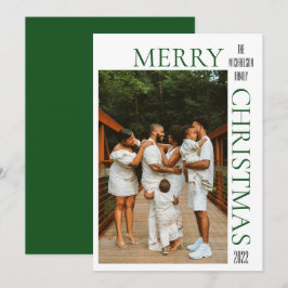グリーンモダンメリークリスマスフォトホリデーカード シーズンカード