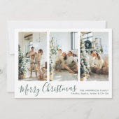 グリーンモダンメリークリスマスフォーフォトコラージュ シーズンカード (正面)