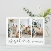 グリーンモダンメリークリスマスフォーフォトコラージュ シーズンカード (スタンド正面)