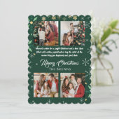 グリーンモダンメリークリスマスフォーフォトコラージュ シーズンカード (スタンド正面)