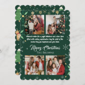 グリーンモダンメリークリスマスフォーフォトコラージュ シーズンカード (正面/裏面)