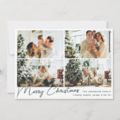 グリーンモダンメリークリスマスフォーフォトコラージュ シーズンカード (正面)