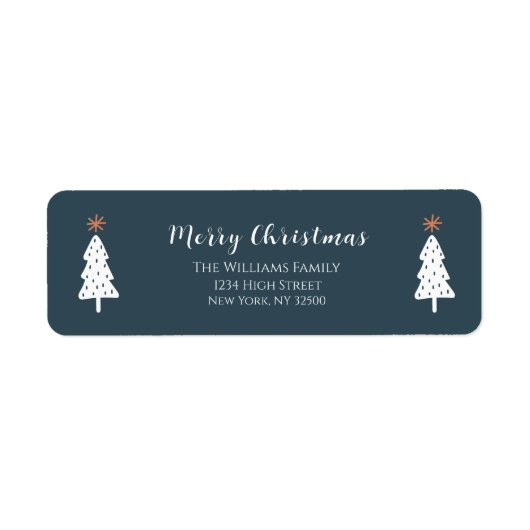 グリーンモダンメリークリスマス住所 シール (正面)