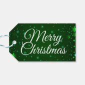 グリーンモダンメリークリスマス雪の結晶ギフト ギフトタグ (裏面横)
