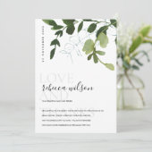 グリーンモダンユーカリ葉ブライダルシャワー サンキューカード (スタンド正面)