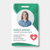 グリーンモダンライセンス実用ナースLPN バッジ (表面)