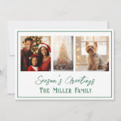 グリーンモダンラインフラットホリデーフォトカード シーズンカード (正面)