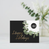 グリーンモダンリースブラック企業のハッピーホリデイズ シーズンポストカード (スタンド正面)