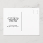 グリーンモダンリースロゴ付きハッピーホリデーズブルー シーズンポストカード (裏面)