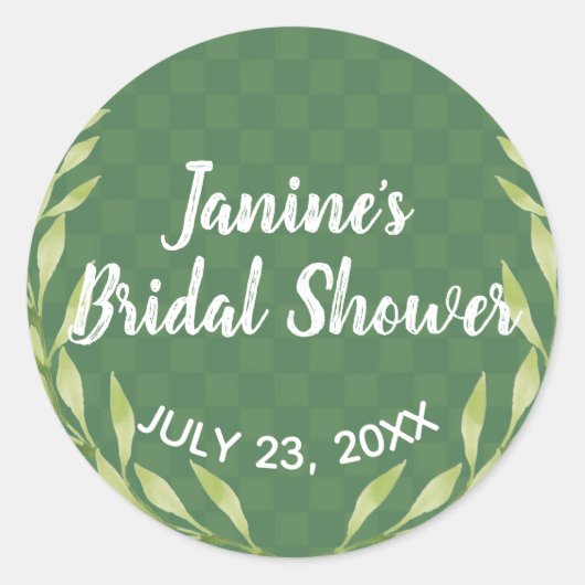 グリーンモダンリーフリースのカスタマイズ ラウンドシール (正面)