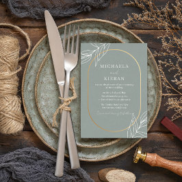 グリーンモダンリーフ庭園の結婚式 招待状