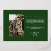 グリーンモダンレタリングファイブフォトメリークリスマス 箔シーズンカード (裏面)