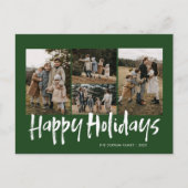 グリーンモダンレタリング5枚フォトハッピー シーズンポストカード (正面)