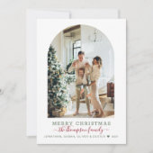 グリーンモダンレッドメリークリスマスアーチフォトホリダ シーズンカード (正面)