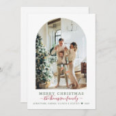 グリーンモダンレッドメリークリスマスアーチフォトホリダ シーズンカード (正面/裏面)