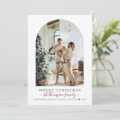 グリーンモダンレッドメリークリスマスアーチフォトホリダ シーズンカード (スタンド正面)