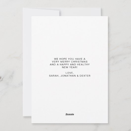 グリーンモダンレッドメリークリスマスアーチフォトホリダ シーズンカード (裏面)