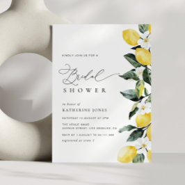 グリーンモダンレモンフローラ結婚ズブライダルシャワー 招待状
