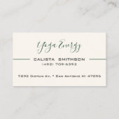 グリーンモダンロータスフラワーアートエレガントヨガ 名刺 (裏面)