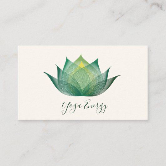 グリーンモダンロータスフラワーアートエレガントヨガ 名刺 (正面)