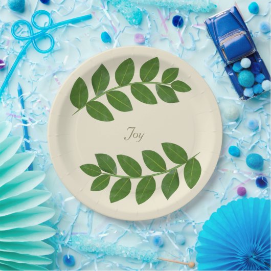 グリーンモダンローレル葉 ペーパープレート (パーティー)