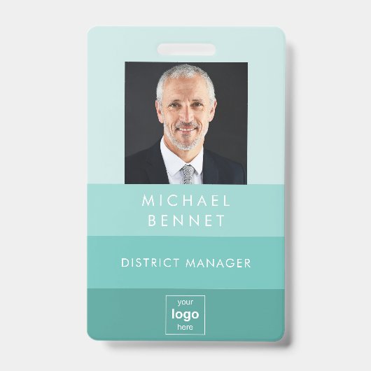 グリーンモダン会社写真ID バッジ (正面)