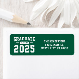 グリーンモダン卒業差出人住所ラベル ラベル