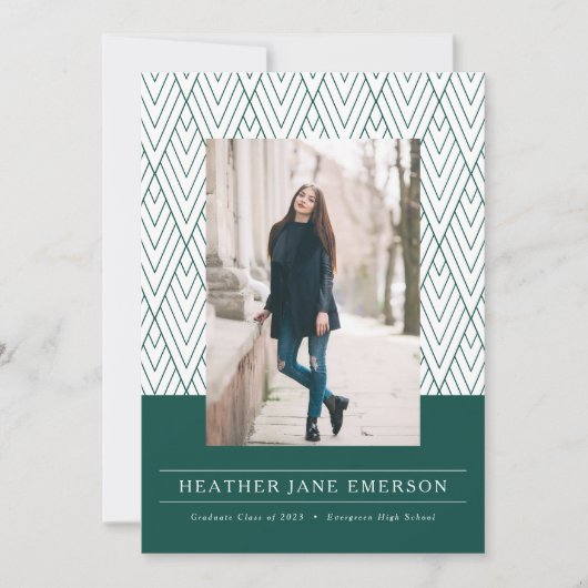 グリーンモダン卒業 案内状 (正面)