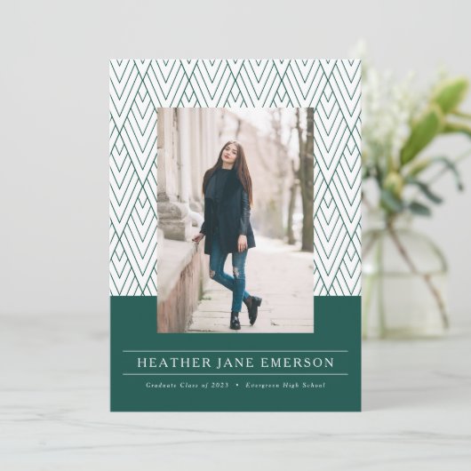 グリーンモダン卒業 案内状 (スタンド正面)