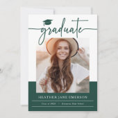 グリーンモダン卒業 案内状 (正面)