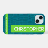 グリーンモダン名パーソナライズされたの電話ケース iPhone 15ケース (裏面横)