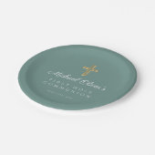 グリーンモダン宗教十字第1聖餐式 ペーパープレート (アングル)