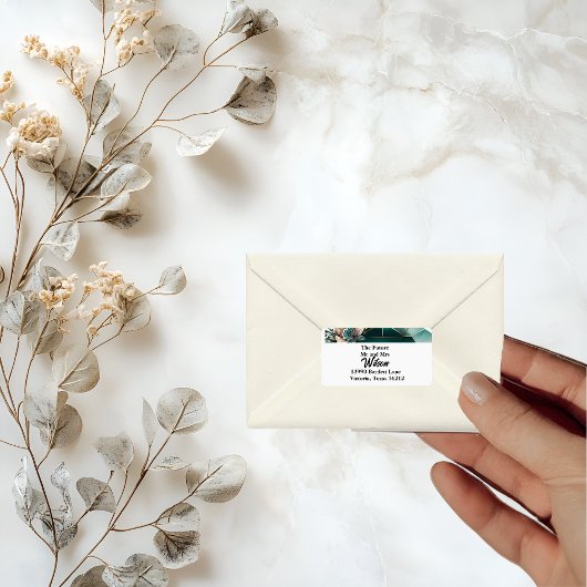 グリーンモダン幾何デザイン差出人住所ラベル ラベル