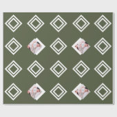 グリーンモダン幾何学的フォトプリントクリスマス ラッピングペーパー (フラット)