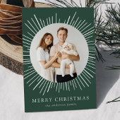 グリーンモダン日が差すことメリークリスマス2写真 シーズンカード