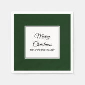 グリーンモダン深いダーク無地のクリスマス スタンダードカクテルナプキン (正面)