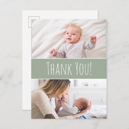 グリーンモダン男の赤ちゃんシャワーかわいい 案内ポストカード (正面/裏面)