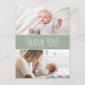 グリーンモダン男の赤ちゃんシャワーかわいい 案内ポストカード (正面)