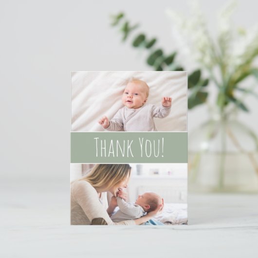 グリーンモダン男の赤ちゃんシャワーかわいい 案内ポストカード (スタンド正面)