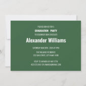 グリーンモダン男性フォトグラード卒業式パーティー 招待状 (裏面)